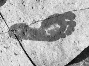 footprint on stone